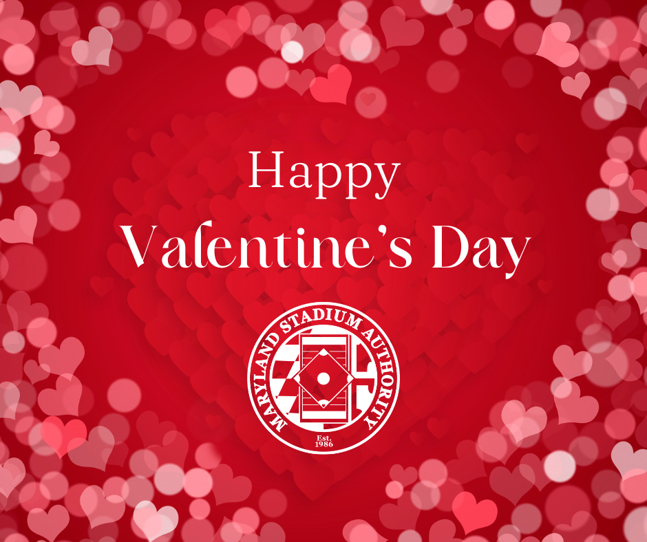 Graphic with red hearts and white lettering that reads Happy Valentine's Day with MSA logo