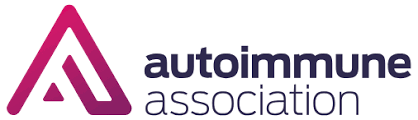 Autoimmune Association Logo, featuring a graphic designed "A" that fades from red to purple on the left, followed by purple text "Autoimmune Association" 
