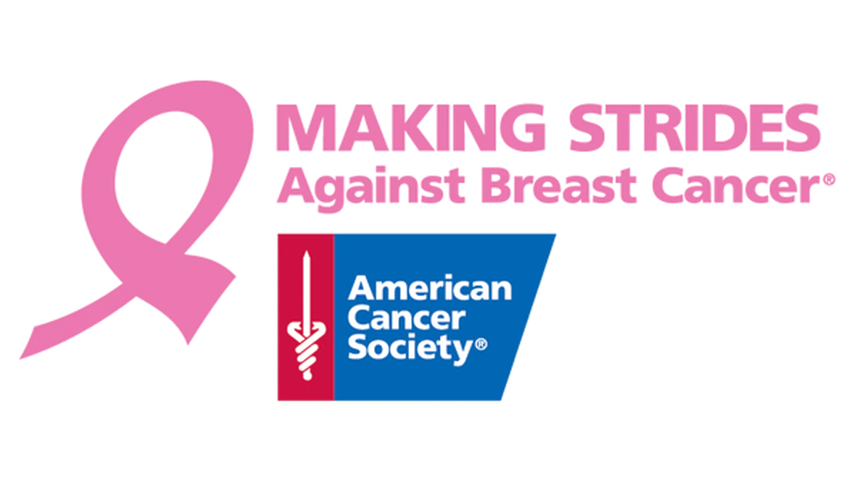 Making Strides Against Breast Cancer logo with a pink ribbon and the American Cancer Society logo