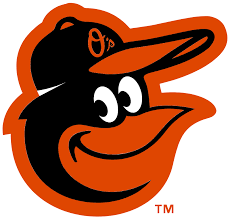 Logo of the Baltimore Orioles, featuring a stylized bird with a broad smile, wearing a cap with the letter "O's" on it. The design is primarily in orange and black.