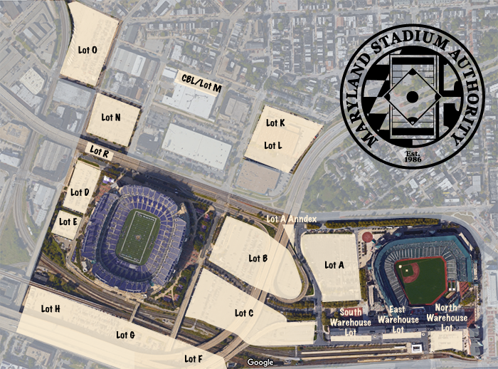 Ravens Parking Lot Map Parking Lots | Maryland Stadium Authority