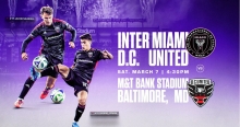 D.C. United and Lionel Messi's Inter Miami CF are coming to M&T Bank Stadium on March 7th of 2025 image of two soccer players with team logos