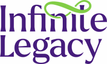 Infinite legacy logo, featuring the words in purple font with an infinity symbol intertwined between the word "Infinite"