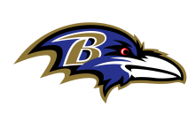 Baltimore Ravens logo featuring a stylized raven's head with a "B" on it.