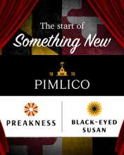 New Brand Identities for Pimlico Race Course and the Preakness Stakes (features Pimlico’s weathervane and cupola, and the black-eyed Susan) 